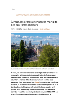 Inserm - Arbres et mortalité dans Paris