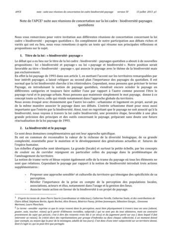 Loi cadre : biodiversité-paysages quotidiens